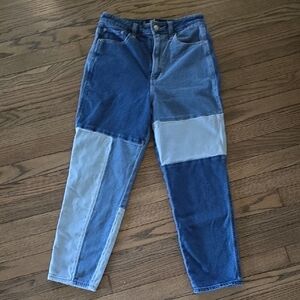 Hollister Patchwork Blue Straight Leg Jeans